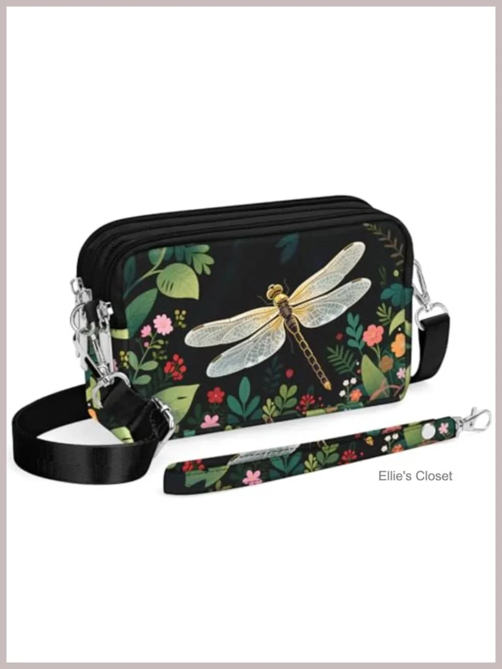 Small Crossbody Bags for Women, 3 Zippers Nylon Travel Phone Wallet Purse